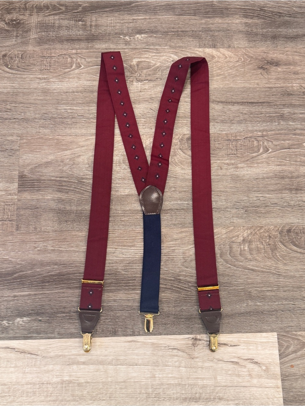 Vintage Pelican Burgundy Navy Classic Adjustable Suspenders